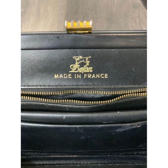 💰BOGO💰 Vintage 60’s Dofan Black Leather French Purse with Clasp Closure - Picture 4 of 5